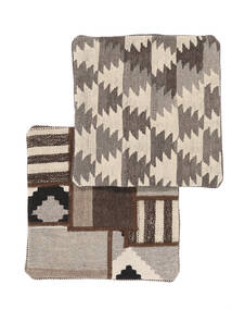 50X50 Tappeto Orientale Patchwork Pillowcase - 2 Pack Quadrato Marrone/Beige (Lana, Persia/Iran) Carpetvista