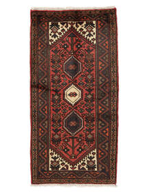 65X130 絨毯 オリエンタル ハマダン ブラック/ダークレッド (ウール, ペルシャ/イラン) Carpetvista