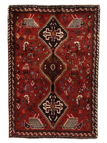 85X124 Shiraz Matta Orientalisk Svart/Mörkröd (Ull, Persien/Iran) Carpetvista