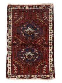 Tappeto Persiano Shiraz 68X110 Nero/Rosso Scuro (Lana, Persia/Iran)