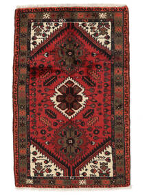 絨毯 ハマダン 73X114 ブラック/ダークレッド (ウール, ペルシャ/イラン)