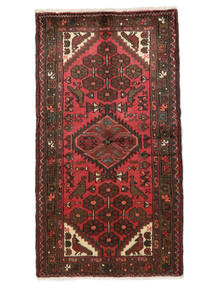 絨毯 ペルシャ ハマダン 74X134 ブラック/ダークレッド (ウール, ペルシャ/イラン)