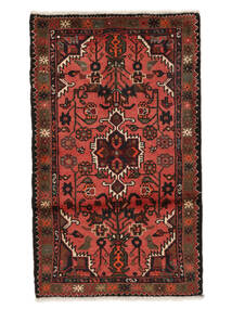 74X124 Alfombra Hamadan Oriental Negro/Rojo Oscuro (Lana, Persia/Irán) Carpetvista