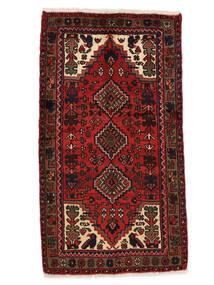 絨毯 ハマダン 73X132 ブラック/ダークレッド (ウール, ペルシャ/イラン)