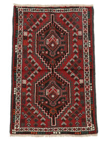 Tapete Persa Shiraz 75X115 Preto/Vermelho Escuro (Lã, Pérsia/Irão)