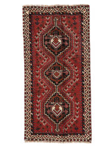  Shiraz Teppe 74X152 Persisk Ullteppe Svart/Mørk Rød Lite Carpetvista
