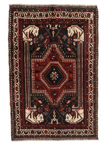 90X133 Ghashghai Vloerkleed Oosters Zwart/Donkerrood (Wol, Perzië/Iran) Carpetvista