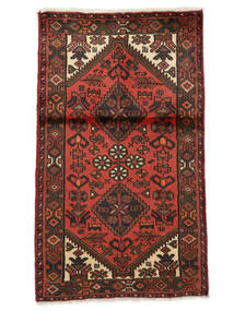 75X127 Dywan Hamadan Orientalny Czarny/Ciemnoczerwony (Wełna, Persja/Iran) Carpetvista