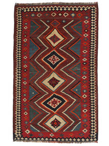  Persischer Kelim Vintage Teppich 146X236 Schwarz/Dunkelrot (Wolle, Persien/Iran