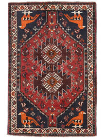 Koberec Orientální Shiraz 130X195 Černá/Tmavě Červená (Vlna, Persie/Írán)