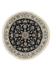  Ø 150 Dywan Orientalny Nain Okrągły Czarny/Brunatny (Wełna, Persja/Iran) Carpetvista