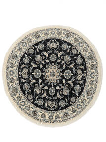  Ø 150 Nain Rug Oriental Round Black/Dark Yellow (Wool, Persia/Iran) Carpetvista