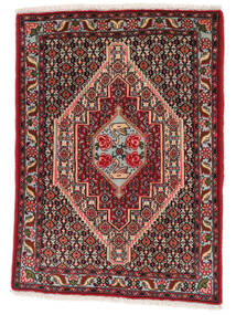  Persischer Senneh Teppich 73X101 Schwarz/Dunkelrot (Wolle, Persien/Iran)