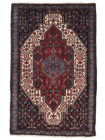 Tapete Persa Senneh 68X106 Preto/Vermelho Escuro (Lã, Pérsia/Irão)