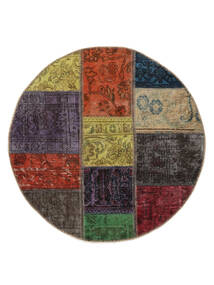  Ø 100 Patchwork Rug Modern Round Black/Brown (Wool, Persia/Iran) Carpetvista