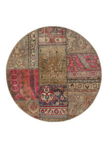  Ø 100 Patchwork Rug Modern Round Brown/Black (Wool, Persia/Iran) Carpetvista