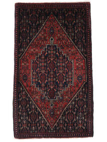 Alfombra Oriental Senneh 66X112 Negro/Rojo Oscuro (Lana, Persia/Irán)