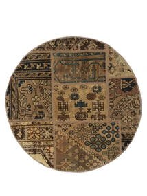  Persian Patchwork Rug Ø 100 Round Brown/Black (Wool, Persia/Iran)