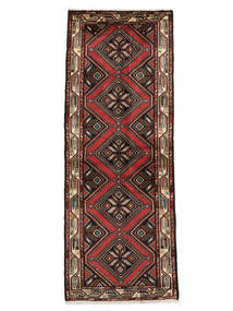 79X205 Dywan Orientalny Hamadan Chodnikowy Czarny/Ciemnoczerwony (Wełna, Persja/Iran) Carpetvista