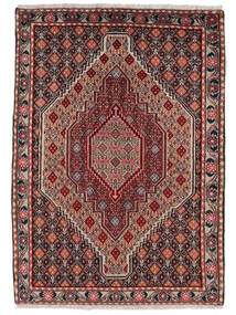  Persischer Senneh Teppich 74X104 Schwarz/Dunkelrot (Wolle, Persien/Iran)