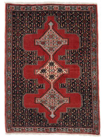  Persischer Senneh Teppich 72X98 Schwarz/Dunkelrot (Wolle, Persien/Iran)