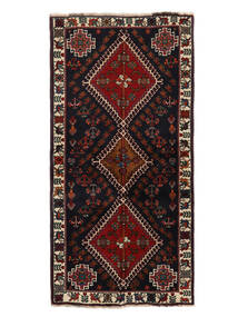 89X179 Dywan Kaszkaj Orientalny Chodnikowy Czarny/Ciemnoczerwony (Wełna, Persja/Iran) Carpetvista