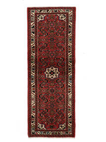 73X198 Dywan Hosseinabad Orientalny Chodnikowy Czarny/Ciemnoczerwony (Wełna, Persja/Iran) Carpetvista