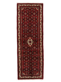 絨毯 ホセイナバード 67X195 廊下 カーペット ブラック/ダークレッド (ウール, ペルシャ/イラン)