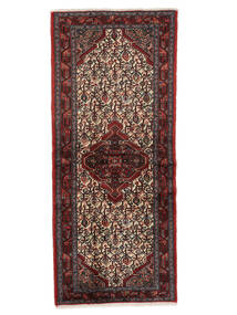  Orientalischer Asadabad Teppich 84X195 Läufer Schwarz/Dunkelrot Wolle, Persien/Iran Carpetvista