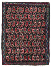  Persischer Senneh Teppich 76X98 Schwarz/Dunkelrot (Wolle, Persien/Iran)