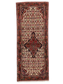  Orientalischer Asadabad Teppich 80X200 Läufer Schwarz/Dunkelrot (Wolle, Persien/Iran)