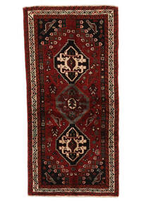 88X178 Shiraz Teppe Orientalsk Løpere Svart/Mørk Rød (Ull, Persia/Iran) Carpetvista