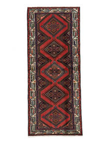 75X186 Tapis D'orient Hamadan De Couloir Noir/Rouge Foncé (Laine, Perse/Iran) Carpetvista