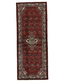  Hosseinabad 81X203 Perzsa Gyapjúszőnyeg Fekete/Sötétpiros Kicsi Carpetvista