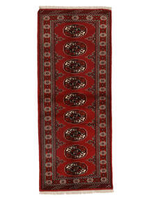 82X198 Turkaman Vloerkleed Oosters Tapijtloper Zwart/Donkerrood (Wol, Perzië/Iran) Carpetvista