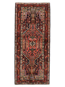  Orientalischer Asadabad Teppich 84X192 Läufer Schwarz/Dunkelrot Wolle, Persien/Iran Carpetvista