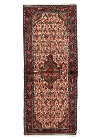 80X196 Asadabad Teppich Orientalischer Läufer Schwarz/Dunkelrot (Wolle, Persien/Iran) Carpetvista