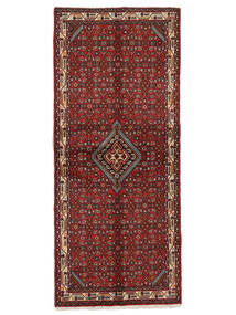 絨毯 ホセイナバード 82X197 廊下 カーペット ブラック/ダークレッド (ウール, ペルシャ/イラン)