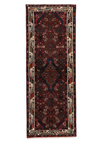  Hamadan Rug 80X217 Persian Wool Black/Dark Red Small Carpetvista