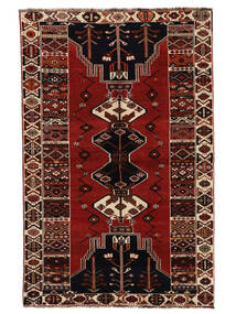  Orientalsk Shiraz Tæppe 160X240 Sort/Mørkerød Uld, Persien/Iran Carpetvista