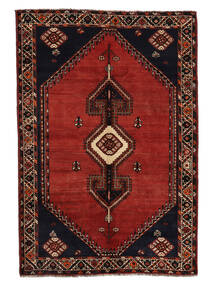 160X233 Tapis Shiraz D'orient Noir/Rouge Foncé (Laine, Perse/Iran) Carpetvista