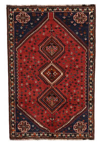  Shiraz Teppich 159X238 Persischer Wollteppich Schwarz/Dunkelrot Klein Carpetvista