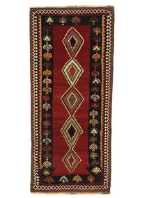  Persischer Kelim Vintage Teppich 133X299 Schwarz/Dunkelrot Carpetvista