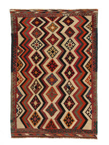 Kelim Vintage Teppe 156X231 Svart/Mørk Rød Ull, Persia/Iran Carpetvista