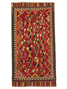 Tapete Persa Kilim Vintage 147X279 Vermelho Escuro/Preto (Lã, Pérsia/Irão)