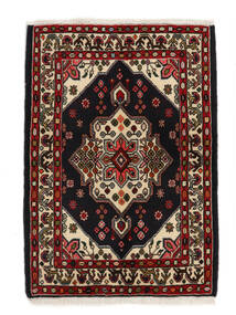 絨毯 ハマダン 68X97 ブラック/ダークレッド (ウール, ペルシャ/イラン)
