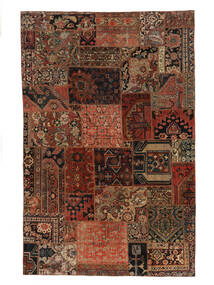 196X303 Patchwork Teppich Moderner Schwarz/Braun (Wolle, Persien/Iran) Carpetvista