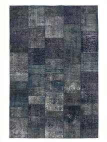  Patchwork Rug 204X305 Vintage Persian Wool Black/Dark Grey Carpetvista