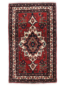  Orientalischer Asadabad Teppich 61X100 Schwarz/Dunkelrot Wolle, Persien/Iran Carpetvista