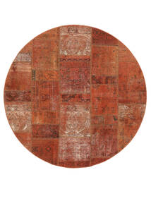 Patchwork Rug Ø 200 Round Dark Red/Brown Wool, Persia/Iran Carpetvista